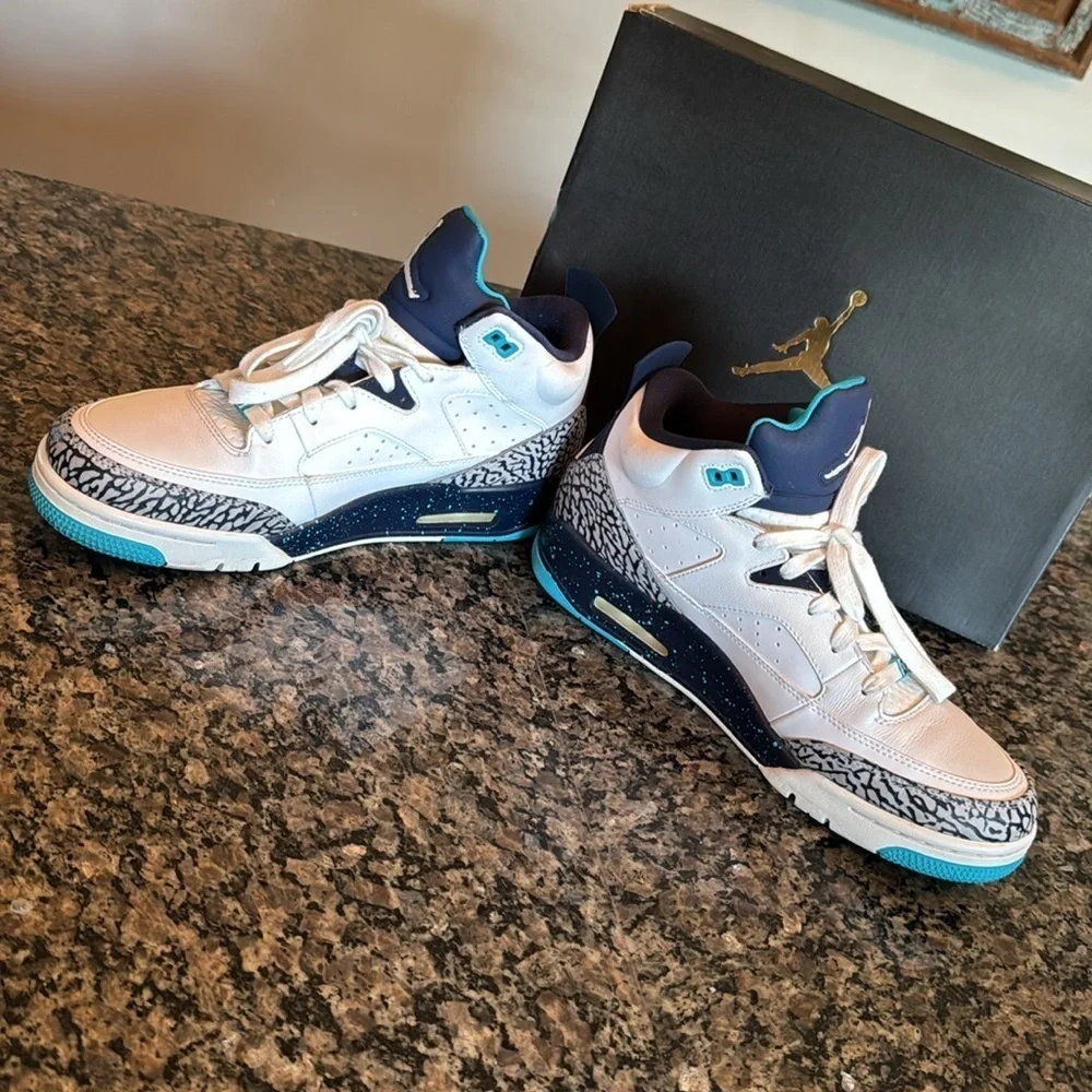 Air Jordan son of low Mars Hornets White and Blue Sneakers EUC 10.5